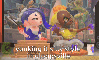 two cartoon characters are standing next to each other with the words yonking it silly style in gloopsville