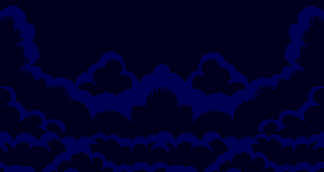 a pixel art of lightning strikes in a dark cloudy sky