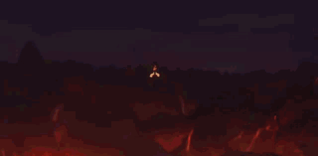 a cartoon character is flying through a large explosion in the sky .