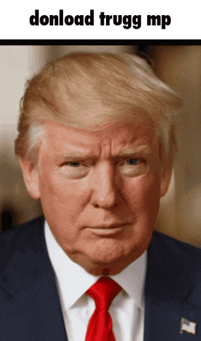 a picture of donald trump with the words donload trugg mp below him