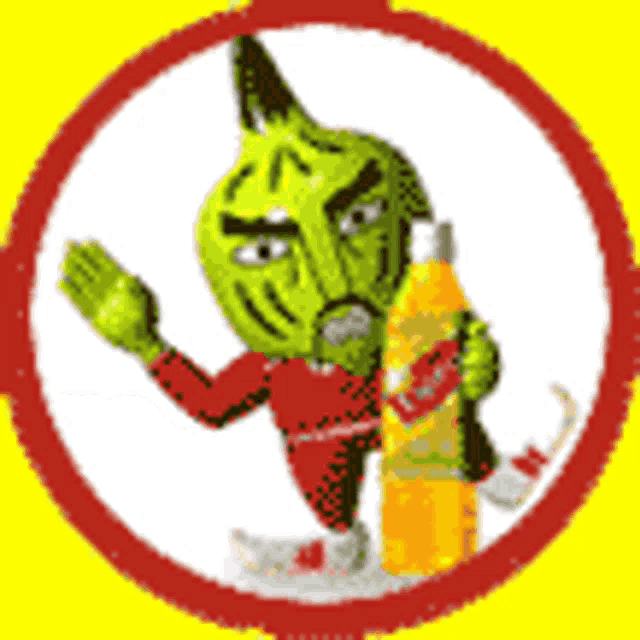 a cartoon of a monster holding a bottle of coca cola