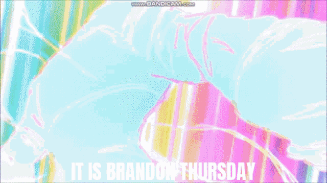 a colorful drawing with the words " it is brandon thursday " on the bottom