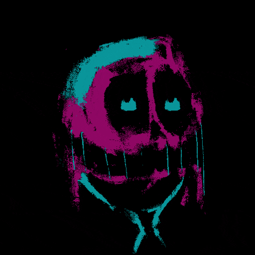 a black background with a purple and blue skull