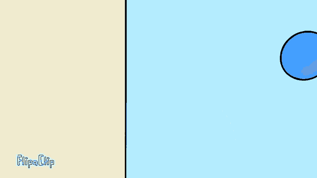 a cartoon drawing of a blue circle on a blue background with flipa clip written on the bottom