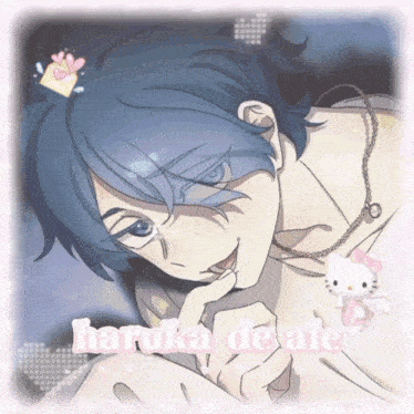 a drawing of a boy with the name haruka devale on the bottom