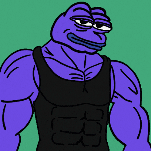 a cartoon of a purple frog wearing a black shirt