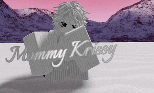 a 3d rendering of a girl with the name mommy krissy on it