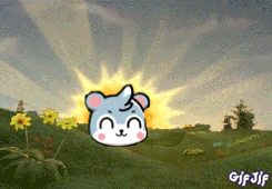 a gif of a hamster with a sun behind it