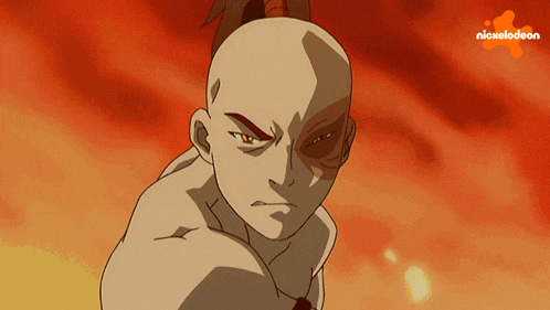 a cartoon character from nickelodeon is shown with a red background