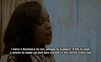 a woman is saying that she has a business to run