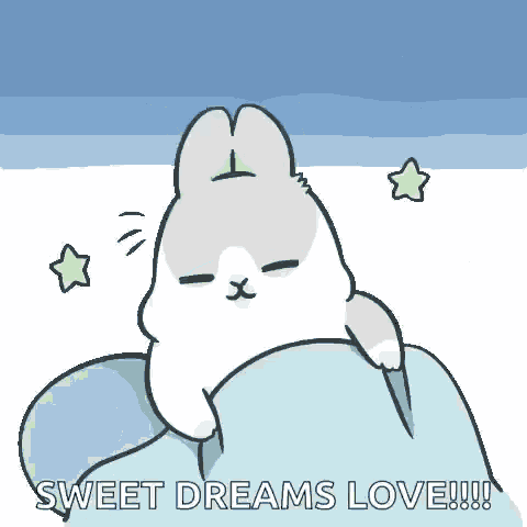 a cartoon of a rabbit sleeping under a blanket .