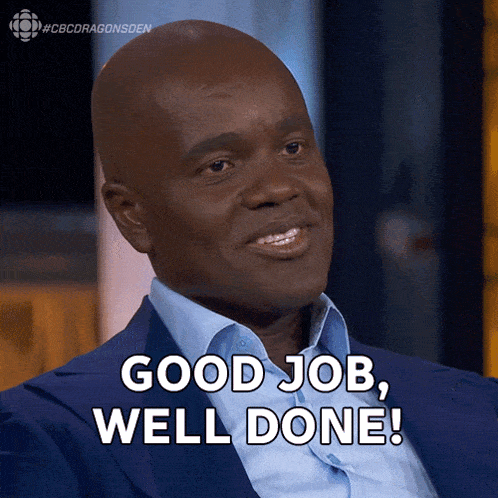a man in a suit and shirt says good job well done