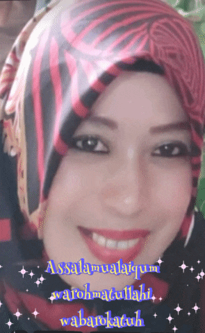 a woman wearing a hijab is smiling with the words assalamualaikum written below her