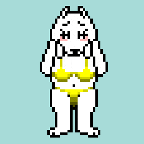 a pixel art of a polar bear wearing a bikini