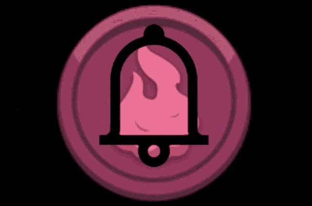 a bell with flames coming out of it in a circle