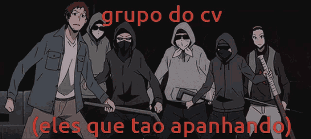 a group of people standing next to each other with the words grupo do cv on the bottom