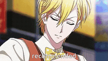 a man with yellow hair and a yellow bow tie is wearing a vest and a white shirt .