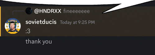 a speech bubble says thank you to sovietducis
