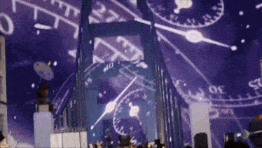 a bridge with a lot of clocks on it including one that says 30