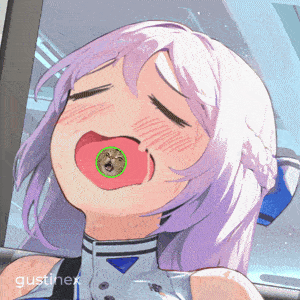 a drawing of a girl with a cat in her mouth and the word gustinex on the bottom