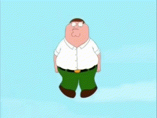 peter griffin from family guy is waving his hand in the air