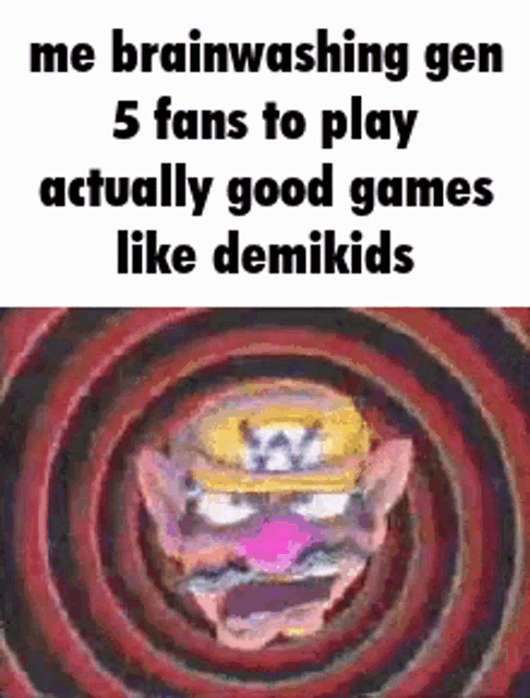 a cartoon of a man with a hat and mustache is surrounded by a spiral .