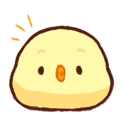 a cartoon drawing of a yellow chicken with a orange beak