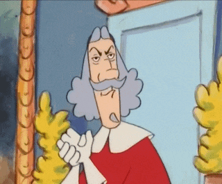 a cartoon of a man with a mustache and curly hair is standing in front of a door