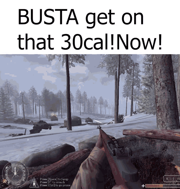 a screenshot of a video game that says busta get on that 30 cal now
