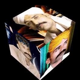a cube with a picture of a man with a mustache in it
