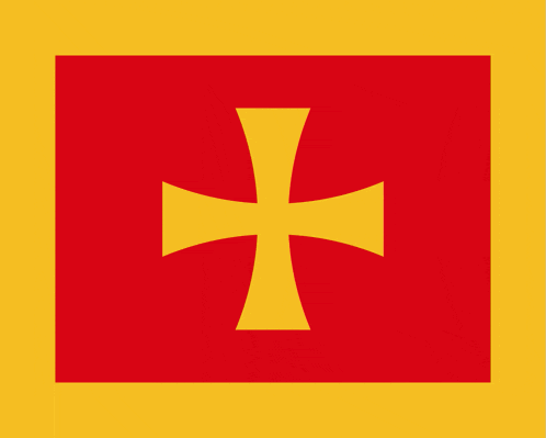 a red square with a yellow cross in the center