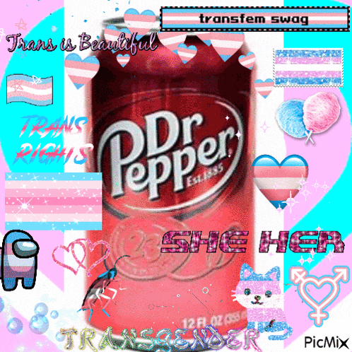 a can of dr pepper is surrounded by trans icons