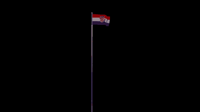 the flag of croatia is flying in the wind on a black background