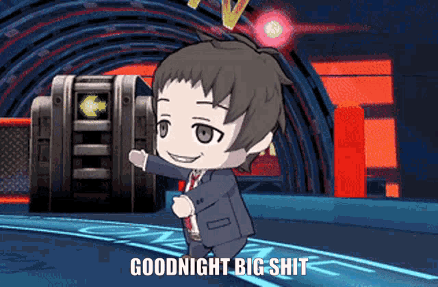 a cartoon character says goodnight big shit in a video game scene