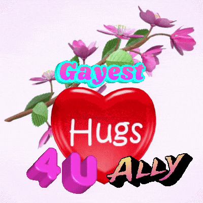 a heart with the words gayest hugs au ally on it