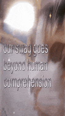 a cat with the words our swag goes beyond human comprehension