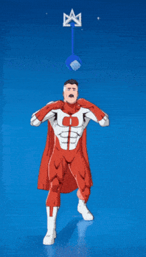 a cartoon of a man in a superhero costume with a crown coming out of his head