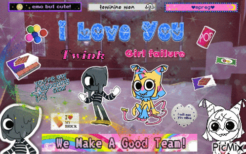 a poster that says ' i love you twink girl failure ' on it