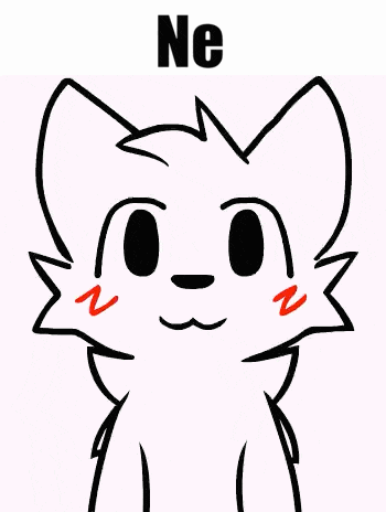 a black and white drawing of a cat with the words `` ne '' written on it .