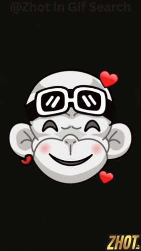 a cartoon of a monkey wearing sunglasses and holding hearts in his eyes