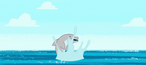 a cartoon of a dolphin jumping into the ocean