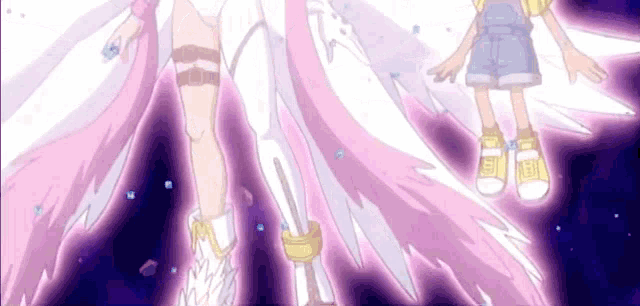 a girl and a boy are standing next to each other in a purple room .