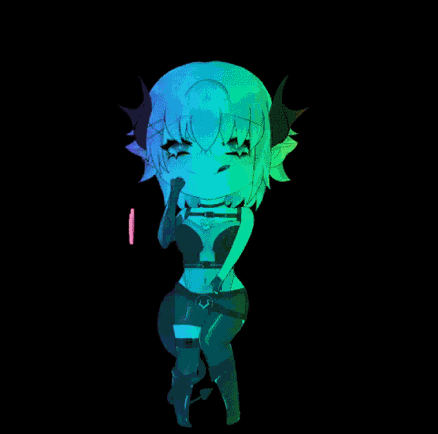 a pixel art drawing of a girl with horns