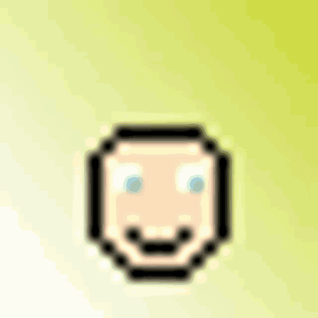 a pixel art of a man with a purple hat on his head .