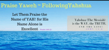 a blue ocean with the words praise yaweh following yahshua at the top