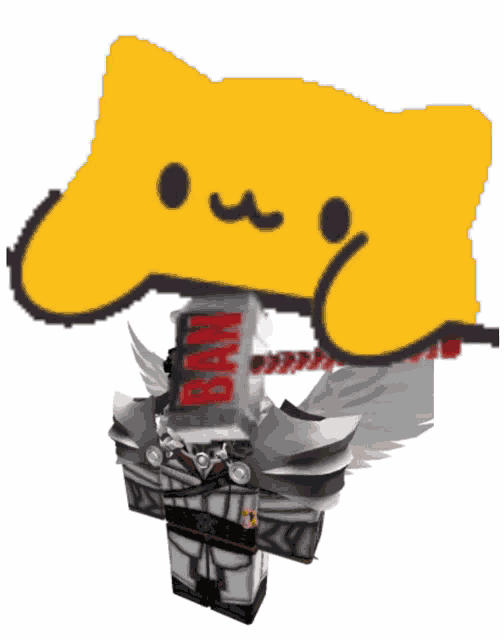 a cartoon character holding a sign that says " ban "