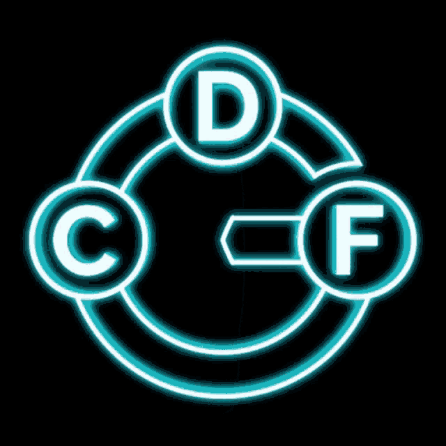 a glowing circle with the letter d in the center