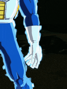 a cartoon character with blue pants and white gloves is walking