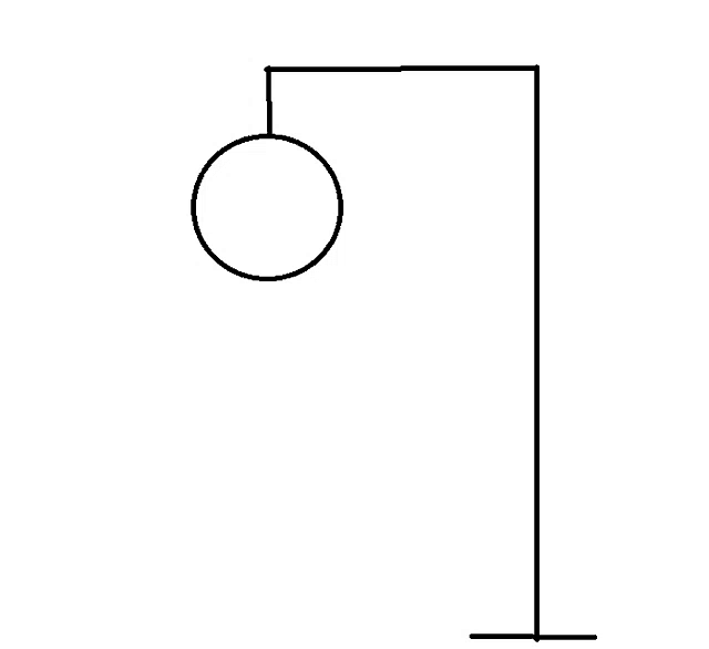 a drawing of a pole with a circle hanging from it