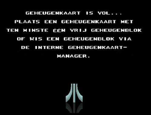 a black background with white text that says ' geheugenkaart is vol ' on it
